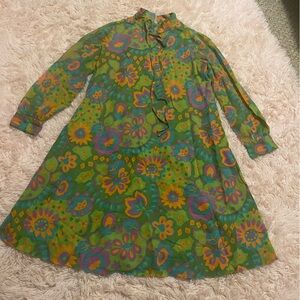 Floral Green and Purple Women's Dress